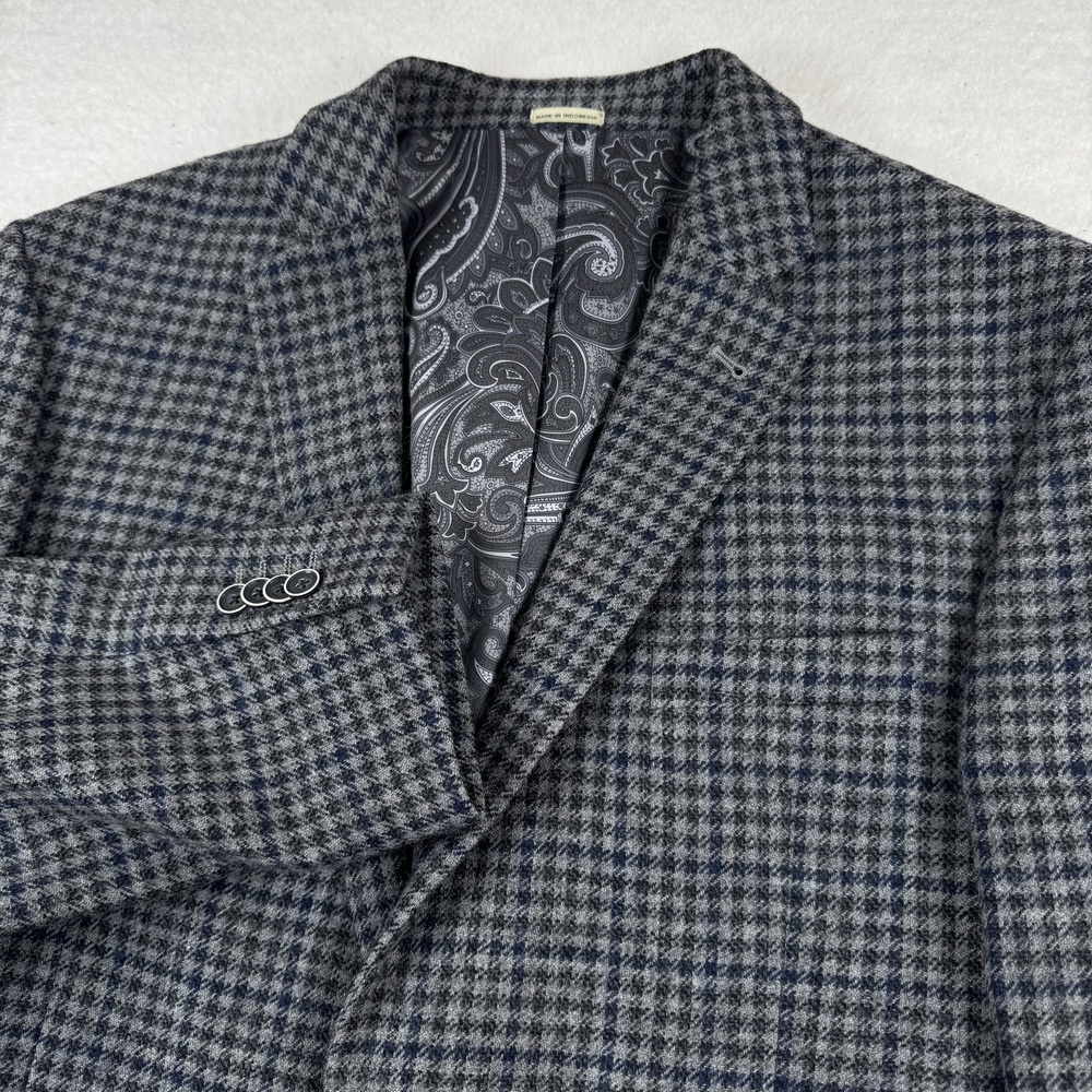 JOE Joseph Abboud Sport Coat Mens Size 46 Gray Check Wool Tweed Slim Fit Blazer